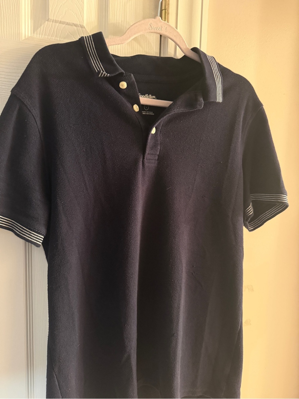 Goodfellow & Co Navy Polo with White Stripe Trim